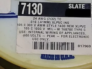 Alpha Wire 7130 #24awg Tinned Copper UL-1430 XL-PVC 300V Hook Up Wire Gray /50ft - Picture 1 of 6