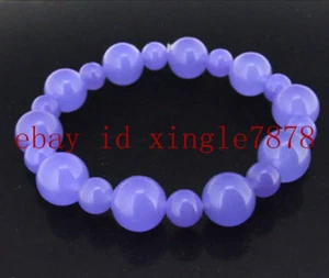 Natural 6mm & 10mm Purple Alexandrite Round Gemstone Beads Bracelet 7.5'' AAA - Picture 1 of 4