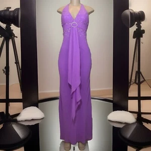 NWT $269 XCITE Size 4 Primrose Halter Chiffon Homecoming Prom Black-Tie Gown - Picture 1 of 10
