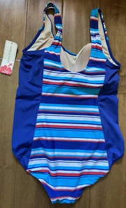 Tropical Escape Missy Damen Einteiler Badeanzug Gr. 12 Mazarinblau Streifen Neu mit Etikett - Bild 1 von 4