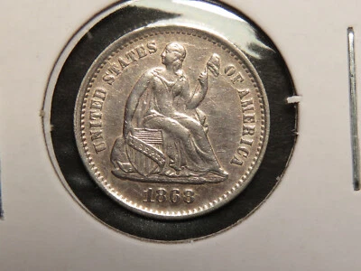 1868-S Liberty Seated Half Dime, AU, Lightly Cleaned - Image 1 of 4