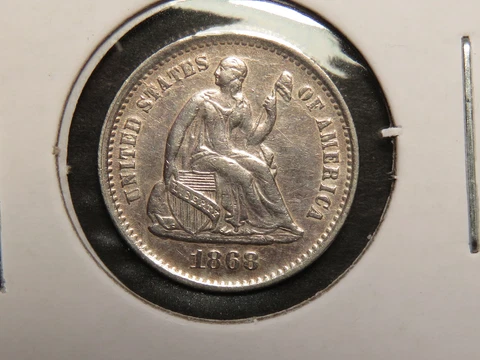 1868-S Liberty Seated Half Dime, AU, Lightly Cleaned Cover