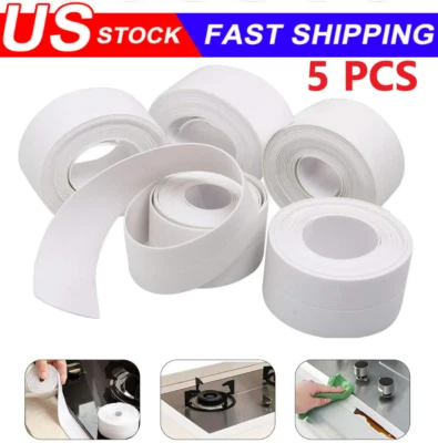 10.5FT PVC Self Adhesive Caulk Sealing Strip Tape For Kitchen Wall Sink Toilet - Image 1 of 4