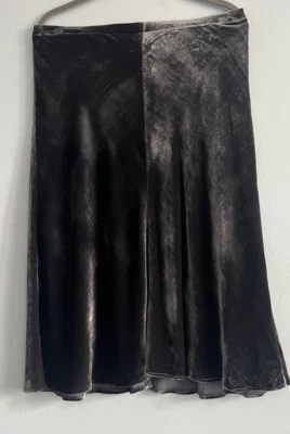 NUEVO CON ETIQUETAS $278Eileen Fisher CARBÓN Terciopelo Mezcla Seda Corte Sesgado Falda Larga XS se ajusta a S/M Foto 1 de 2
