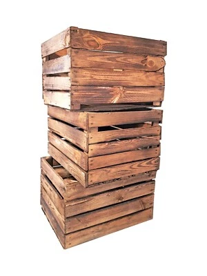 Cajas de madera Cajas de fruta Cajas de vino Cajas de manzana Usadas 50 x 40 x 30 cm CONJUNTOS FLAMEADOS - Imagen 1 de 4