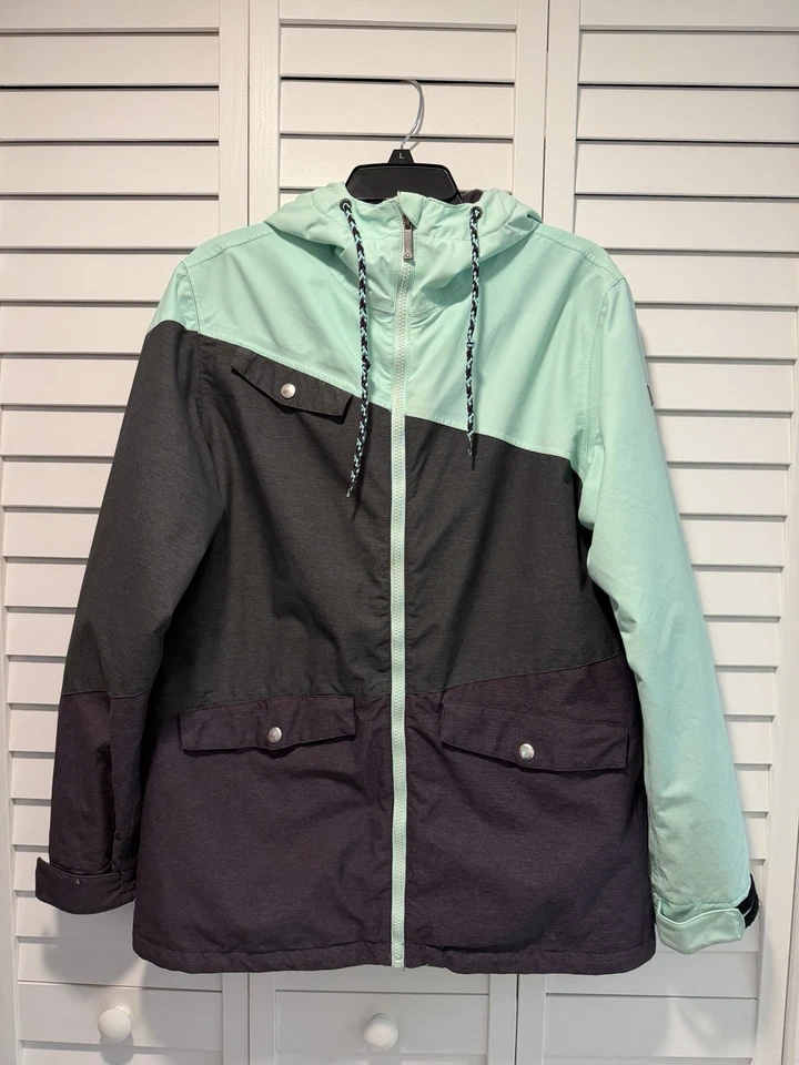 Aperture 男式大号滑雪板夹克 10K 防水薄荷炭黑色冬季外套 — 第 1/4 张图片