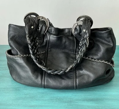 Betsey Johnson винтажный Y2K черный кожаный Hobo сумка мотоциклиста рок Western Gypsy сумочка - Изображение 1 из 4