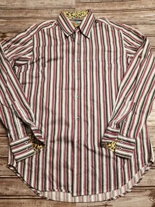Robert Graham Knopfleiste gestreiftes Hemd Flip Manschette Langarm Herren Größe Small - Bild 1 von 10