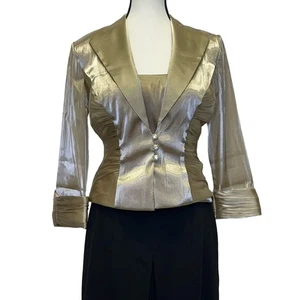 J.R. Nites Petites by Caliendo 2-Piece Metallic Blazer and Shell Top Set  - Picture 1 of 11
