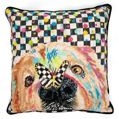 MacKenzie Niño Cachorro Punto Perro Mariposa Almohada Grande 20"x20" Nuevo con etiquetas Foto 1 de 4