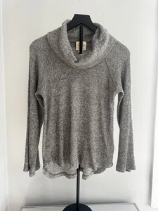 Maeve by Anthropologie Sz S Gray Cowl Neck Ribbed Knit Sweater USA Minimalist - Picture 1 of 9