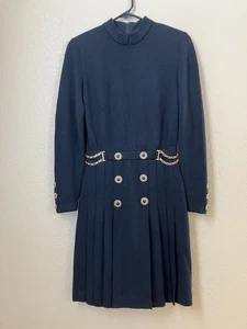 St. John by Marie graues Strickkleid schwarz langarm Damen Größe 2 Knöpfe - Bild 1 von 7