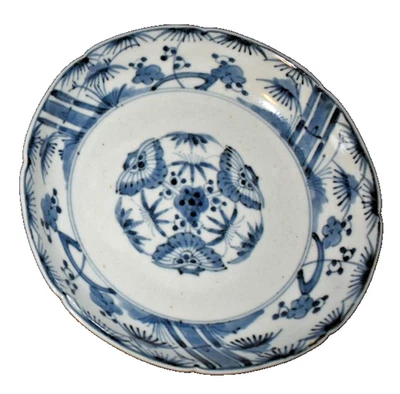 Antiguo cuenco de cerámica japonés Arita Kakiemon del período Edo con marca Uzufuku Foto 1 de 3