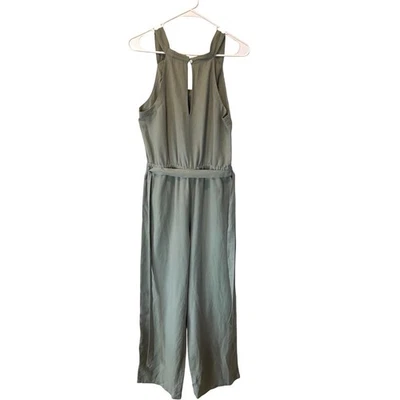 LOFT Women's Small Green Sleeveless Wide Leg Belted Jumpsuit Olive Casual - Image 1 of 4
