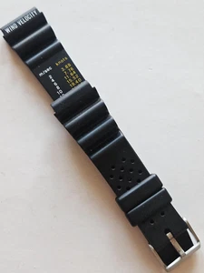 20 mm - Windgeschwindigkeit schwarzes Kautschuk Uhrenarmband - (silberne Edelstahlschließe) - Bild 1 von 4