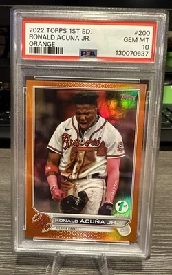 2022 Topps 1st Edition Ronald Acuna Jr ORANGE Braves SP /75 🔥 PSA 10 🔥 POP 8 - Image 1 of 3