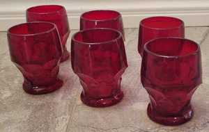 lot of 6 Ruby Red Georgian Honeycomb Viking 10 oz Highball Tumblers Vintage - Picture 1 of 5