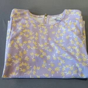 Liz Claiborne Bluse Gr. L Flieder Blumen Rundhals Kurzarm Neu Mit Etikett - Bild 1 von 10
