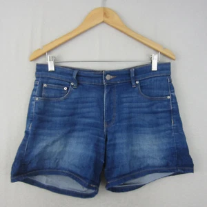Just Jeans Shorts Womens 11 Blue Denim Straight Leg Mid Rise Faded Distress Boho - Picture 1 of 15