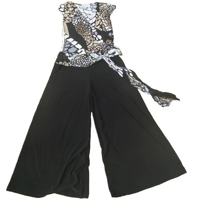 Joseph Ribkoff размер 6 карьера комбинезон комбинезон черный белый без рукавов широкая нога - Изображение 1 из 4