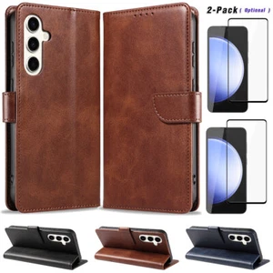 Für Samsung Galaxy S23 FE 5G Leder Karten Wallet Handy Hülle Cover + Hartglas - Bild 1 von 48