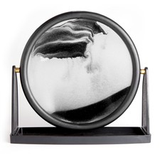 ROUND BLACK COLOURED MOVING SAND ART PICTURE  - BLACK SAND BLACK FRAME 