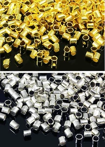 Tubetti 1,5/2 MM Schiaccini 100/500 Pz. Perle Perline Metallo, S34 - Foto 1 di 3