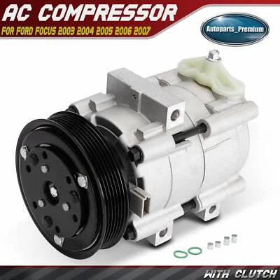 A/C Compressor w/ 6-Groove for Ford Focus 2003 2004 2005 2006 2007 L4 2.0L 2.3L - Image 1 of 4