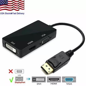 3 In 1 Displayport DP Male To HDMI/DVI/VGA Female Adapter Converter Cable 1080P - Picture 1 of 8