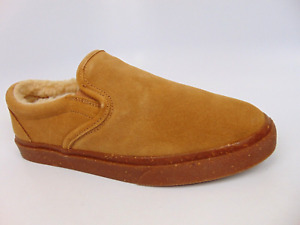 MINNETONKA Sherpa Lined Alden Shoe Slippers Mens Size 10 M Suede 41161 Brown NEW