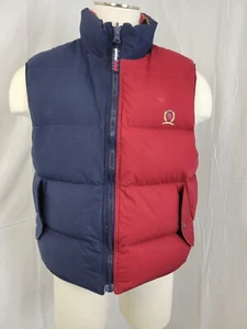Tommy Hilfiger Vest Mens Med Red Down Puffer Color Block Reversible VTG 90s Y2K - Picture 1 of 19