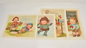 JUEGO DE 4 ESTAMPADOS VINTAGE SOPA CAMPBELL NIÑOS 4 ESTACIONES, SOBRE ORIGINAL - Imagen 1 de 6