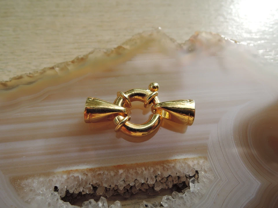 925 Silber vergoldet Kettenschliessen Verschlüsse Karabinerhaken Steckverschluss - Bild 1 von 4