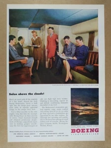 1946 Boeing Stratocruiser Lower-Deck Lounge photo vintage print Ad - Picture 1 of 1