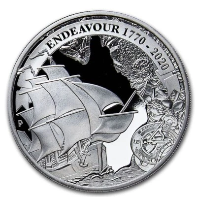 2020 VOYAGE OF DISCOVERY ENDEAVOUR 1770-2020 1oz $1 SILVER PROOF COIN - Image 1 of 4