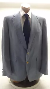 AUSTIN REED mens solid blue gold buttons two button suit jacket blazer 42 L - Picture 1 of 6