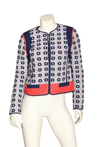 Tory Burch Rainford Daisy-Jacquard Cropped Jacket, Multi Womens Size 4 - Picture 1 of 10