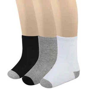 100 Pairs Of Wholesale Children's Color Block Crew Socks - 3 Colors - Picture 1 of 2