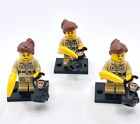 Lot x3 Lego Minifigure Series 5 - ZOOKEEPERS w/ Monkeys, Bananas & Stands, Jane