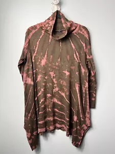 HILOS SAGRADOS Hippie Boho Teñido con Corbata Asimétrica Túnica Top Cuello Alto - Imagen 1 de 6