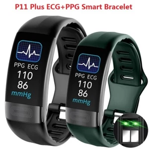 P11 Plus ECG+PPG Smart Bracelet Blood Pressure Heart Rate Monitor FitnessTracker - Picture 1 of 20