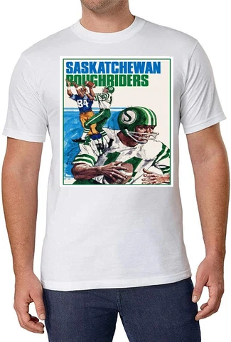 CFL Vintage 1960's Saskatchewan Roughriders Logo White T Shirt 100% Cotton  XL Cover