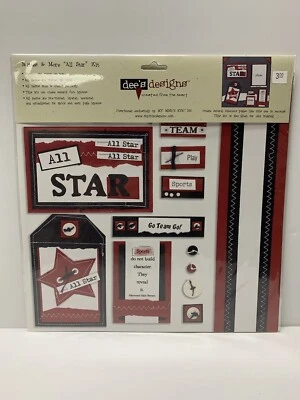 DEE's DESIGNS 12x12 KIT ALL STAR SCRAPBOOKING MATE Y MÁS-rojo, blanco y azul Foto 1 de 2