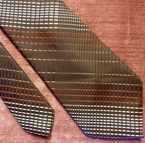 VTG PAR EXCELLENCE Polyester Necktie 39 Brown/Rust/Tan Geometric Stripe WPL10580 - Picture 1 of 6