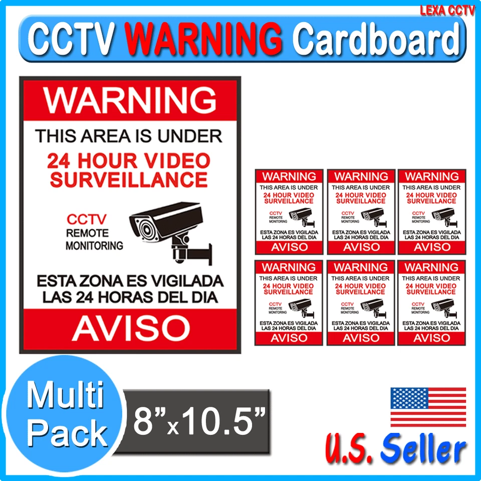 LEXA CCTV 1 5 10 20 50 Pack CCTV Camera Video Surveillance Warning Sign Alert