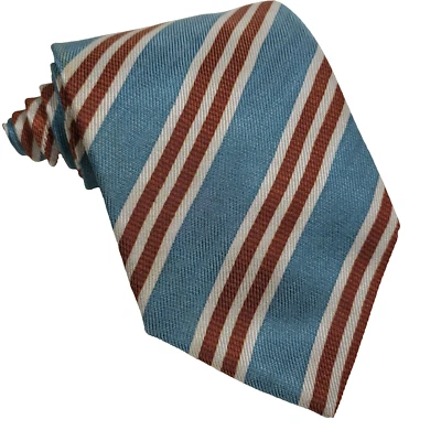 Armani Emporio - Corbata a rayas azul seda/rayón y marrón - 57" x 4" Foto 1 de 2