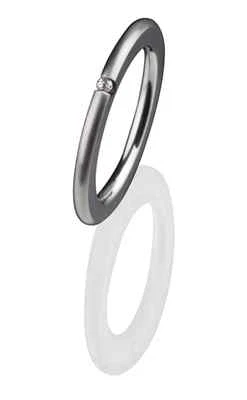 Ernstes Design Ring ED vita Vorsteckring schmaler Ring 2 mm mit Stein R268  - Bild 1 von 4