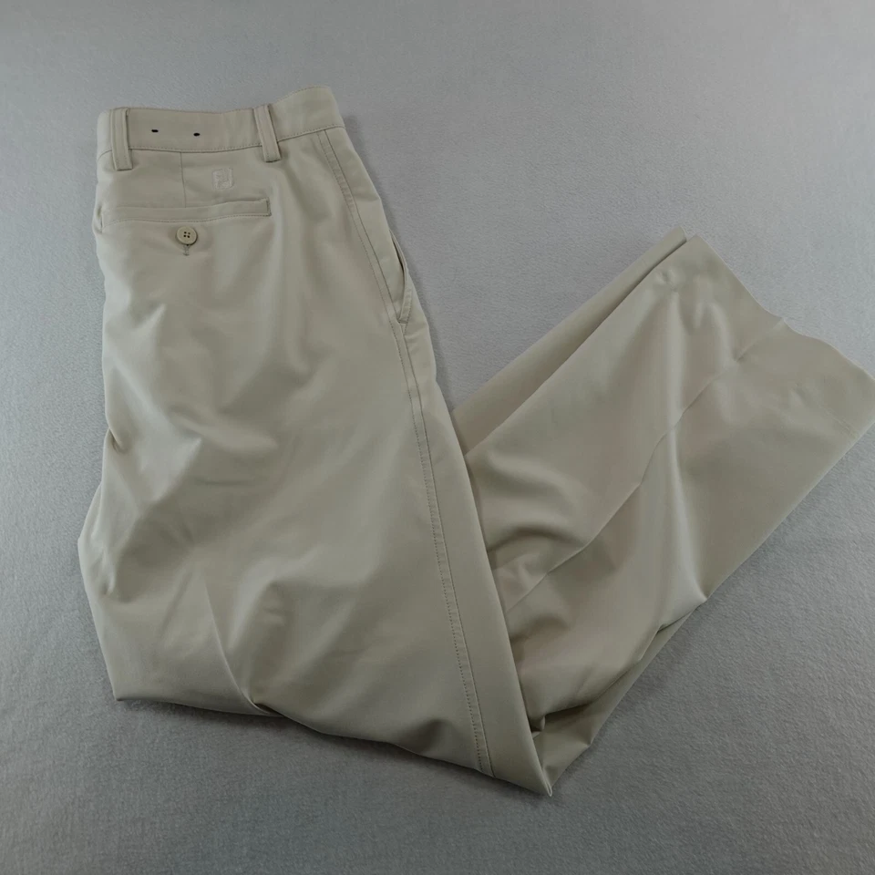 Мужские спортивные штаны Footjoy FJ 34x29 цвета слоновой кости хаки эластичные Chino Performance для гольфа - Изображение 1 из 4