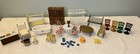 Vintage Dollhouse Miniature Furniture Lot Brass Table Chairs Hutch Lamp Tub 1:12