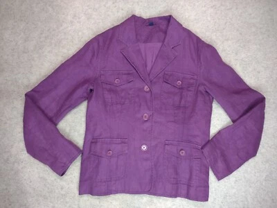 Женские фиолетовые 100% льняные карманы Boden Blazer размер 14 с вырезом на пуговицах опрятные - Изображение 1 из 4